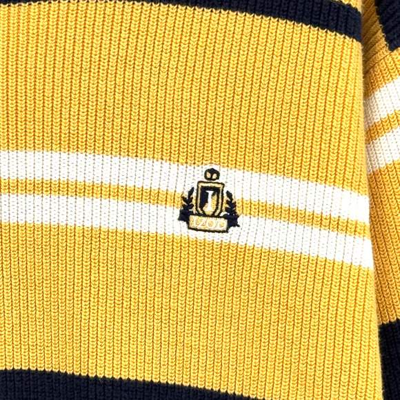 IZOD Mens Sweater Yellow XXL Academia Heritage Old Money Preppy Cotton Stripes‎ - Picture 2 of 6
